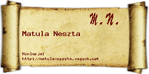 Matula Neszta névjegykártya